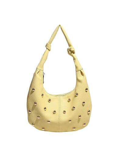 MakeMeChic Women's Y2K Shoulder Crescent Bag Rivet Knot Zipper Underarm Handbags - Main Image