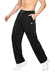 YuKaiChen Men's Athletic Open Bottom Pants Jogging Pants Mesh Mens Sweatpants with Pockets Black/Grey-XL