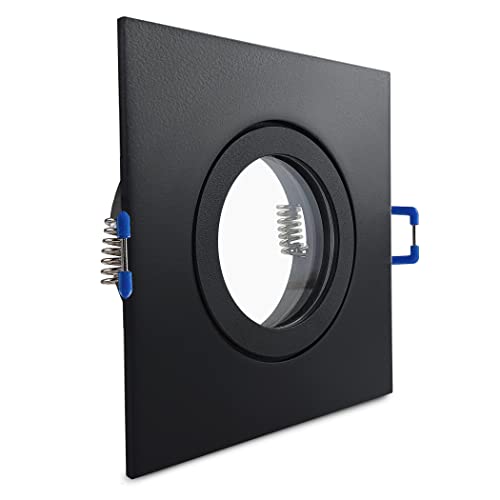 CONCEPTRUN LED Einbaustrahler quadratisch schwarz für Dusche/Bad/Vordach Strahler Strahler 60mm-85mm Einbaudurchmesser IP44 inkl. Fassung GU10 230V (Modell: QF14)