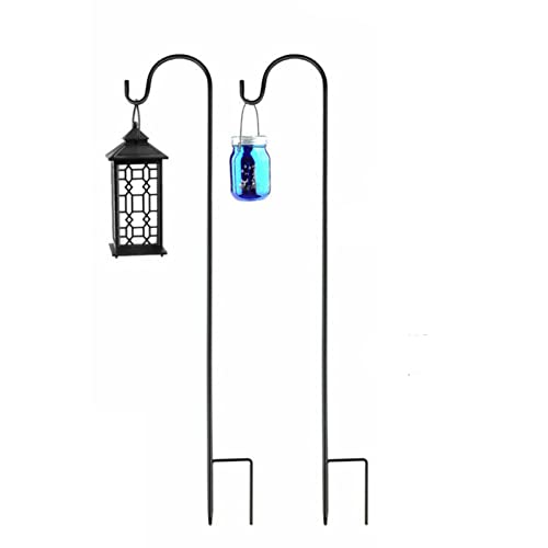 WMLBK Shepherds Crook Hooks, Metal Black Stake Stand Hangers Garden 3 Section Stitching Hooks Bird Feeder Poles for Garden Plant Lights Weddings Flower Ball Plant Baskets Lantern (120cm)