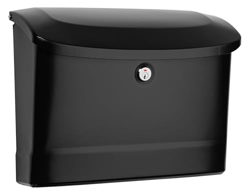 Architectural Mailboxes Princeton™ Locking, Wall-Mounted Mailbox for Outside, Metal Galvanized Steel Medium Mail Box with Lock and Key Drop Box, Black