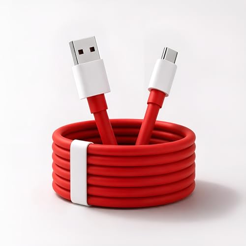 Image of mifaso 100W C-Type C Supervooc Data Sync Fast Charging Cable Compatible with Oneplus 15|15r|13|13s|13r|12|12r|11|11r|10|10t| Nord 6|5|4|Ce5 /4 /3|Ce2 lite| Narzo 100 lite|Support all USB C Devices, Red