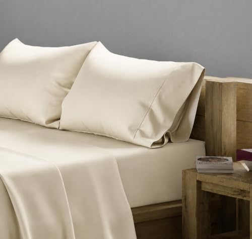Image of 600 TC 100% Egyptian Cotton Fitted Sheet for Double Bed Size Fitted Bed Sheet with Pillow Cover for Bedroom, Soft Hotel Quality Size - 72 x72+12 Silver Pillow Cover Size -18 x 28 Inch