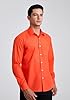 HISDERN Mens Formal Dress Shirts Long Sleeve Shirts Regular Fit Shirt for Men Casual Plain Shirt Orange 4XL #2