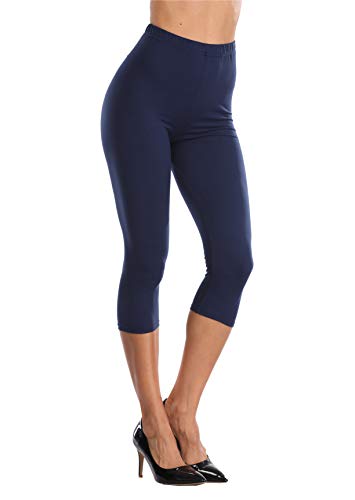 Image of VOGUEMAX Women's Capri Leggings High Waist Soft Cropped Leggings Tights 3 /4 Length Leggings