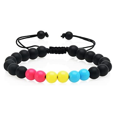 wydmire Handmade Pansexual Pride Flag Color Bead Bracelet LGBTQIA+ Non Binary Stuff - Adjustable Cover