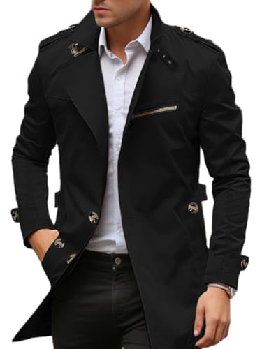 Oanviso Manteau Homme Trench-Coat Classique Pardessus Coupe Vent Parka Veste Long Trench-Coat Mode Manteaux Blouson Windbreaker Coupe Ajustée Grande Taille A...