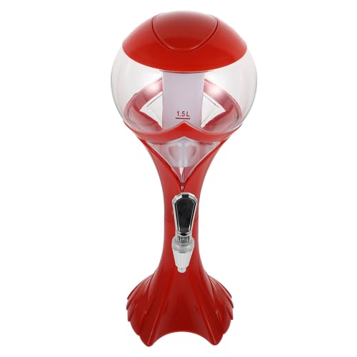FOMIYES Dispensador de Bebidas para Fiestas 1,5l Carámbano Iluminado, Dispensador de Cerveza y Jugos de Plástico Rojo, Práctico para Hogar, Bar y Uso Exterior