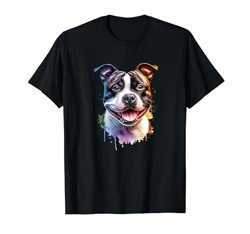 Arte de acuarela de perro bull terrier de Staffordshire Camiseta