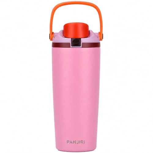Image of FreeSip Gym Water Bottle with Straw & Chug Lid - Leak Proof Push Button Opening, BPA Free, Large Capacity Sports Bottle with Carry Handle (Magenta Pink, 900 ml)