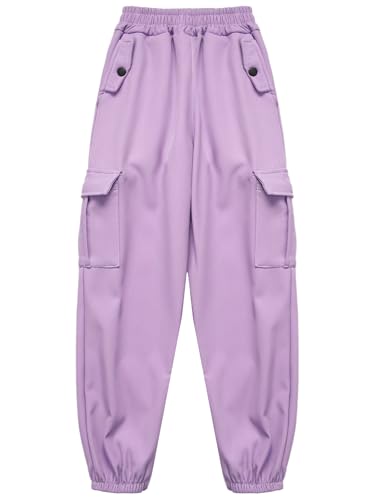 JEATHA Boys Girls Warm Fleece Sweatpants Elastic Waist Cargo Pants Pull On Trousers Winter Outdoor Snow Ski Wear3