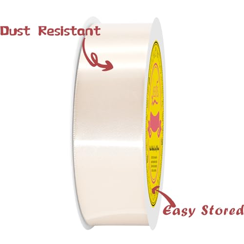 Image of Double Face Nude Satin Ribbon 1-1 /2 Inch x 50 Yards Polyester Ribbon for Gift Wrapping Easter Weddings Party Decorations Hair Bows Invitations