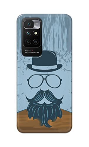 Image of PRINTFIDAA Mustache Beard and Hairstyle Hipster in Glasses Printed Designer Hard Case for Redmi 10 Prime Back Cover -(e) RPM1002