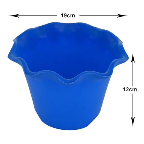 Image of Kuber Industries Flower Pot | Flower Planter Pots for Indoor & Outdoor | Pot for Garden & Balcony Flowering | Blossom Flower Pot | 8 Inch | Pack of 2 | Blue