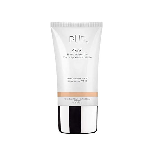 PÜR MINERALS 4-in-1 Tinted Moisturizer With SPF 20 - Hydrating Face Moisturizer, Primer, & Foundation Shea Butter, Aloe Vera Vitamin B3 Vegan Friendly Free of Paraben, Gluten BPA – Medium