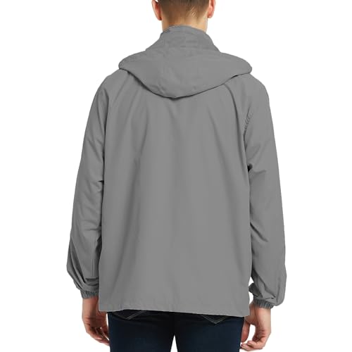 Image of Mywu Men's Water-resistant Rain Jacket Lightweight Windbreaker Hooded Rain Coat for Adults Outdoor Hiking Camping