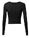 Doublju Deep V-Neck Fitted Surplice Wrap Crop Top for Women with Plus Size Black Medium