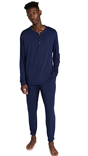 Image of Eberjey Henry Men's Jersey Modal PJ Set (True Navy, X-Large)