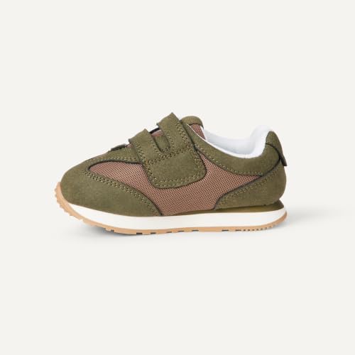Amazon Essentials Unisex Toddlers' Hook & Loop Athletic Sneakers, Olive/Brown, 4 Toddler - image 3