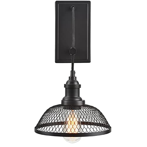 Image of Aspen Creative 62093, One-Light Metal Bathroom Vanity Wall Light Fixture, 8 1 /2 inch Wide, Transitional Design in Bronze with Metal Mesh Shade
