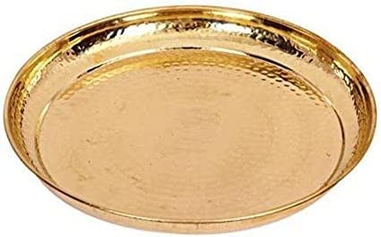 PARIJAT HANDICRAFT Mehrzweck-Servierteller aus Messing, Thali-Geschirr für indische Speisen und Gerichte, kann für Pooja/Puja oder Geschenk verwendet werden Cover