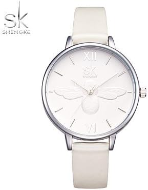 Bella orologi, SK cinese orologio moda donna orologio da polso al quarzo  resistente agli urti PU Band casual bianco K0055L01, White/Silver : Orologi