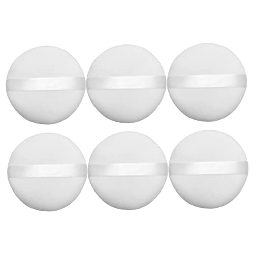 SHERCHPRY 6Pcs Round Fluffy Makeup Powder Puff Soft Velour Cosmetic Tool for Face Powder Loose Powder Application for Home Use Beauty Salons Skin Friendly Compact