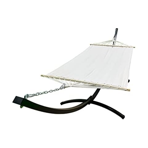 Petra Leisure 12Ft. Powder Coated Galvanized Steel Arc Hammock Stand w/Single Person Beige Bed. New Indoor/Outdoor Design(Black) Cover
