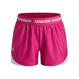 Under Armour Girls' Tech Play Up Shorts, (622) Virtual Pink/White/White, Youth Medium