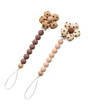 BTACGWP 2 Stück Schnullerketten mit Blumenmuster, gepunktet, mit Sicherheitsverschluss, BPA-frei, aus Baumwollband und Silikonclip, ein passendes Geschenk für Jungen und Mädchen