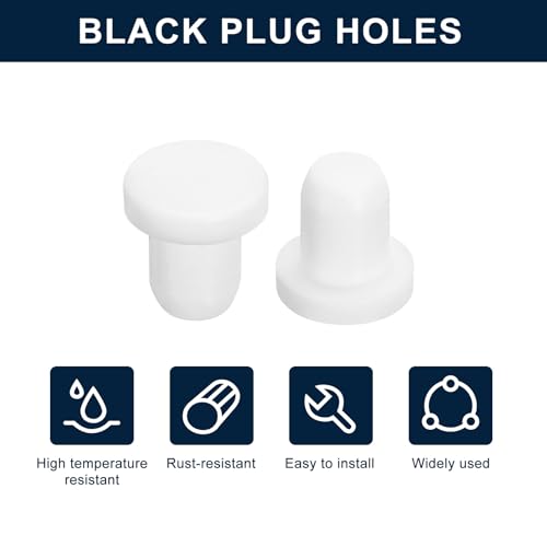 Image of uxcell 32 Pieces White Rubber Stopper, 5.5mm Plug Holes for 5-5.3mm /0.2-0.21 inch Hole