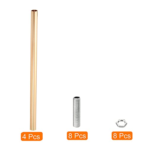 Image of MECCANIXITY Threaded Extension Rod, 9.8 inch Lamp Pipe with Connector Light Fixture for Pendant Light Island Lighting Chandeliers Stems, French Gold 4 Set