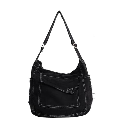 Sac à bandoulière style coréen grand volume au design minimaliste noir