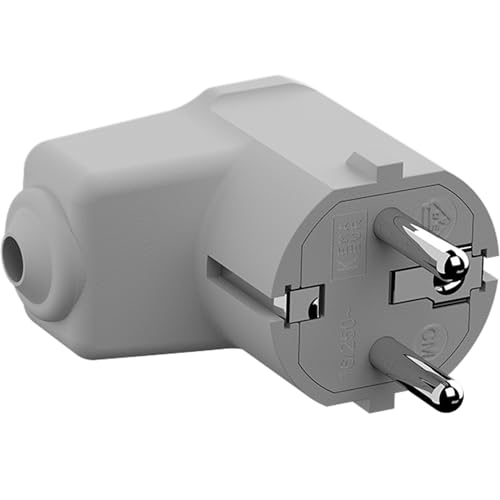 Bachmann 960302 960.302 - Spina angolare con contatto di protezione, in poliammide, 250 V, colore: Grigio chiaro (RAL 7035) IP20