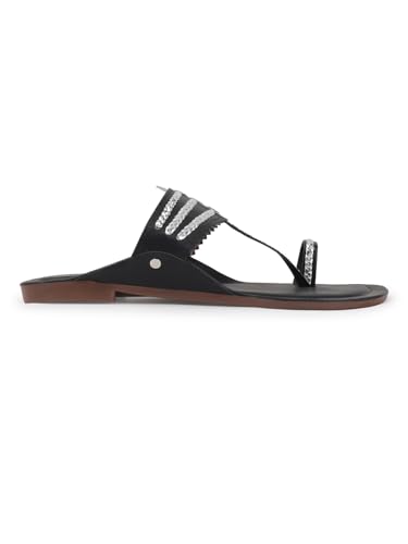 Image of SilverArrow Women's Desi Bloom Fashion Sandals|Kholapuri Style Flat with Open Back |Casual Wear