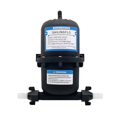 Pre-Pressurized Accumulator Tank 0.75L Volume 125 PSI Quiet Operation Stabilize Flow Extend Pump Life for RVs Marine and Off-Grid Systems (Black)