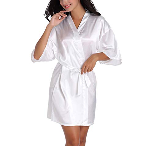 Women's Bridal Robe Bride Bridesmaid Kimono Bathrobes Getting Ready Dressing Gown for Wedding Day4