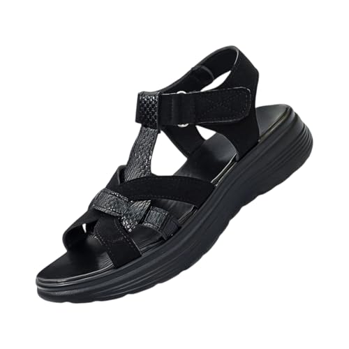 SCBFDI Sandals for Women Platform Sandalias con Cierre En Empeine Perforado, Decoración Floral, Suela Antideslizante y Comodidad Veraniega Casual Sandalias Mujer Trekking Negro 38