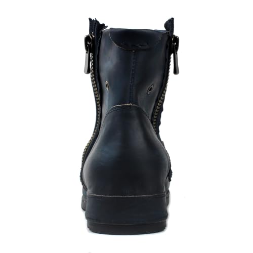 OSSTONE Moto Boots for Men Fashion Zipper-up Leather Chukka Boots Casual Shoes Retro Style OS-5008-8-Retro-US3