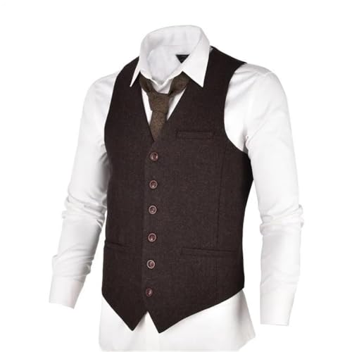 Generic Mens Tweed Vest Suit Slim Fit Wool Blend Single Breasted Waistcoat Men Waist Coat2