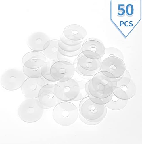 50 Pack M4 Nylon Washers Clear Flat Washer, 4mm ID 17mm OD 1mm Thickness Faucet Plastic Gasket, Metric Transparent Gasket Sealing Washer Spacer Flat Hose Washer for Water Pipe Water Hose