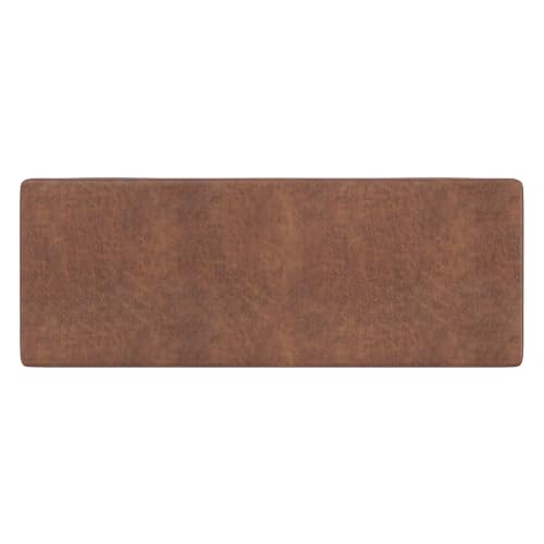Image of SIMPLIHOME Avalon 48 inch Wide Vegan Leather Storage Ottoman in Saddle Brown