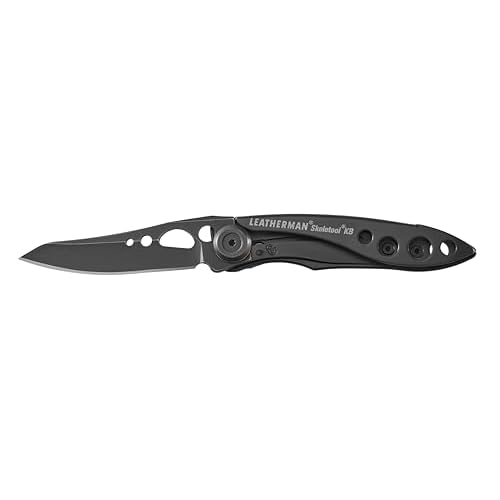Leatherman Skeletool KB – All Black Pocketknife with Stainless Steel Blade & Bottle Opener, Black