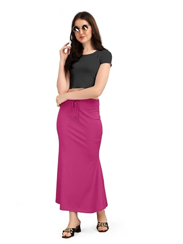 Image of Mogsa Women's Lycra Fishcut Saree Shapewear Petticoat - Tummy Control Slim Fit Stretchable Shaper Skirt with Drawstring & Side Slit for Sarees