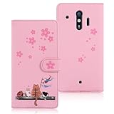 Qribo らくらくスマートフォン me F-01L ケース 手帳型 らくらくF-42A 手帳型 ケース コンパクト 元気 鯉のぼり模様 和風 手触りのいい らくらくスマートフォン F-42A ケース らくらくホン f01l ケース ドコモ F-01L F-42A スマホ スタンド らくらくホン f42a ケース 色は新鮮でエレガントです F-42A スマホケース ピンク