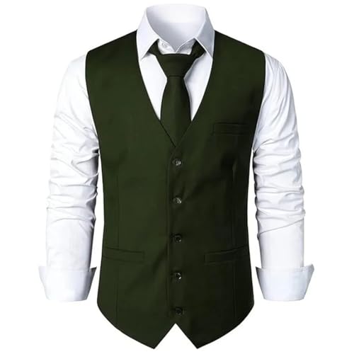 Men's V-Neck Sleeveless Suit Vest Slim Fit Business Dress Wedding Solid Color Vest3