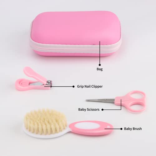 Baby Healthcare And Grooming Kit, Baby Safety Set Newborn Nursery Health Care Set With Hair Brush Scale Measuring Spoon Nail Clippers Lighting Ear Cleaner For Baby Girls Boys (12Pcs, Pink) #TOP4
