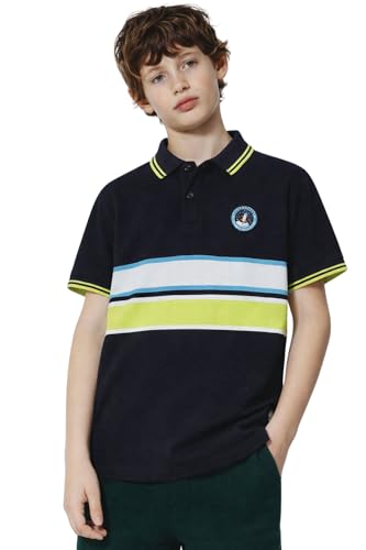 Image of Alan Jones Clothing Boy's Cotton Regular Fit Striped Polo T-Shirt