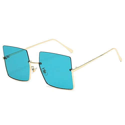 Lunettes de soleil semi-cerclées en métal or et vert au style classique et surdimensionné