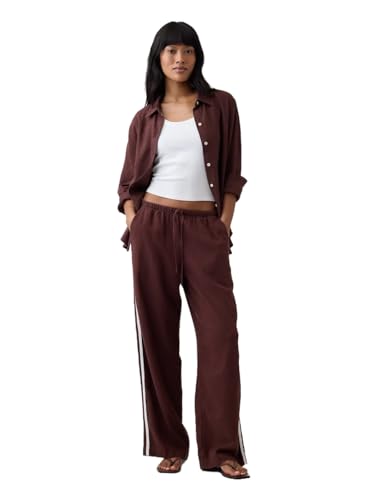 Image of Gap Womens Wide Leg Linen Pull on Pant